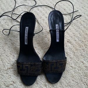 Manolo Blahnik Lace Up Sandals